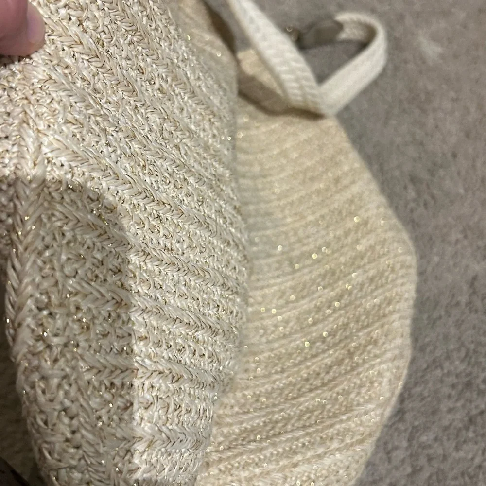 Stella And Dot Ellie Hobo Bag Retired Metallic/Straw Crossbody 2 Way Strap - Picture 12 of 12